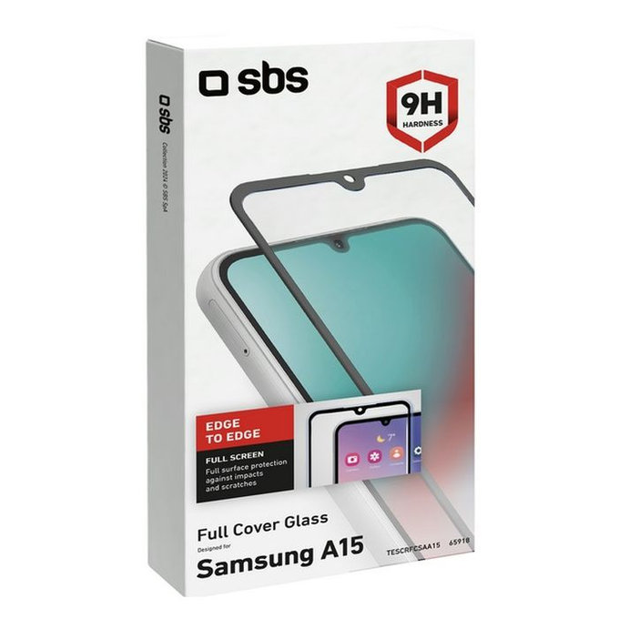 SBS - Gehärtetes Glas Full Cover für Samsung Galaxy A15 5G, schwarz