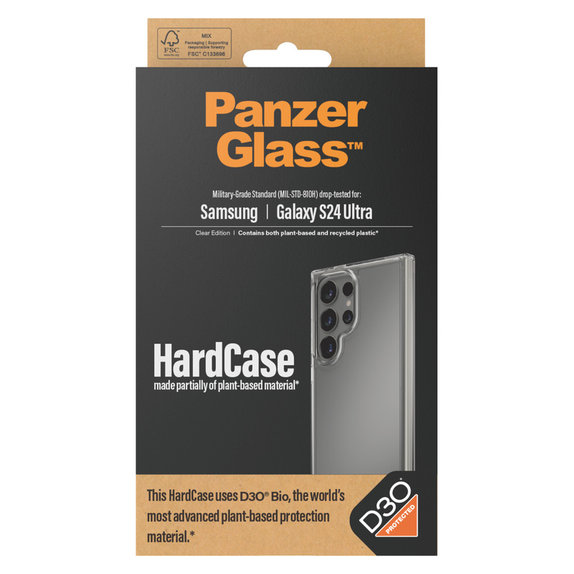 Hülle HardCase D3O für Samsung Galaxy S24 Ultra, Transparent, PanzerGlass