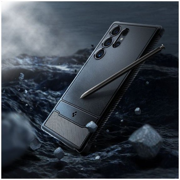 Spigen - Hülle Rugged Armor für Samsung Galaxy S24 Ultra, Matte Black