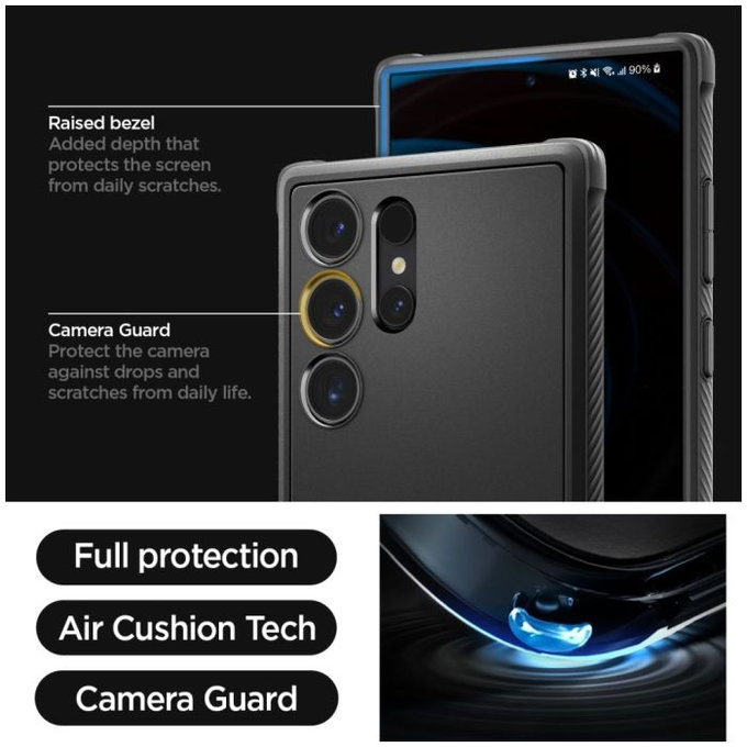 Spigen - Hülle Rugged Armor für Samsung Galaxy S24 Ultra, Matte Black