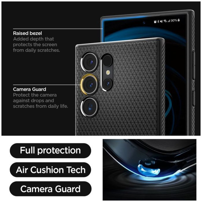 Spigen - Hülle Liquid Air für Samsung Galaxy S24 Ultra, Matte Black