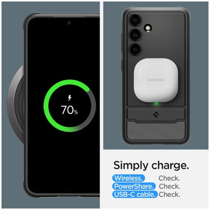 Spigen - Hülle Rugged Armor für Samsung Galaxy S24+, Matte Black