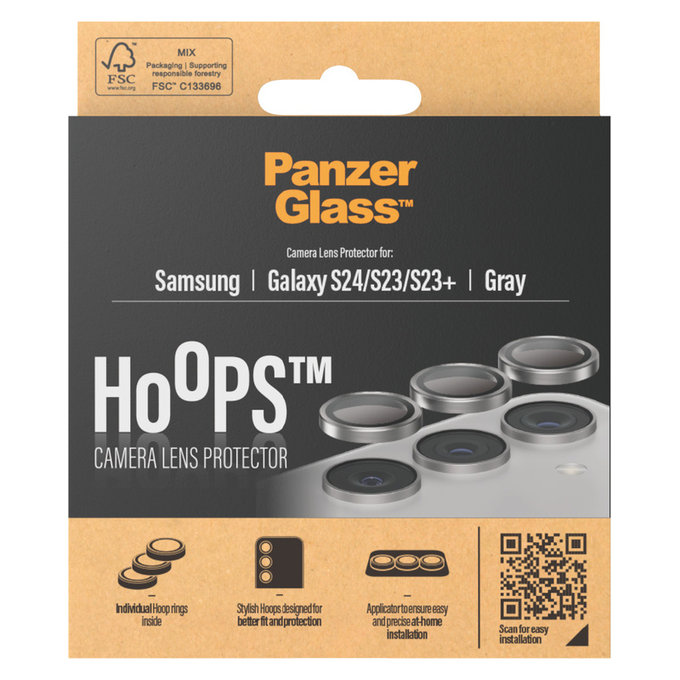 Kameraobjektivschutz Hoops für Samsung Galaxy S24/S23/S23+, Grau, PanzerGlass