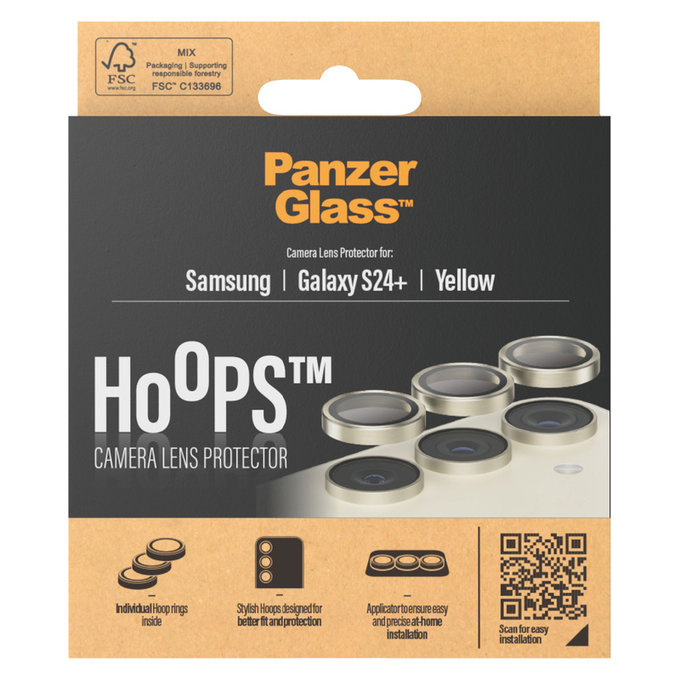 Kameraobjektivschutz Hoops für Samsung Galaxy S24+, Gelb, PanzerGlass