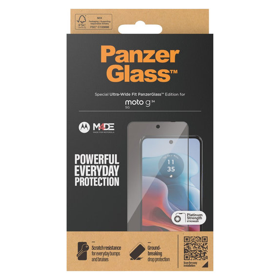 Panzerglas UWF für Motorola Moto G34, Schwarz, PanzerGlass