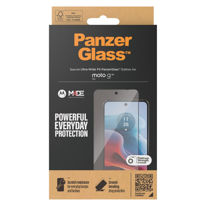 Panzerglas UWF für Motorola Moto G34, Schwarz, PanzerGlass