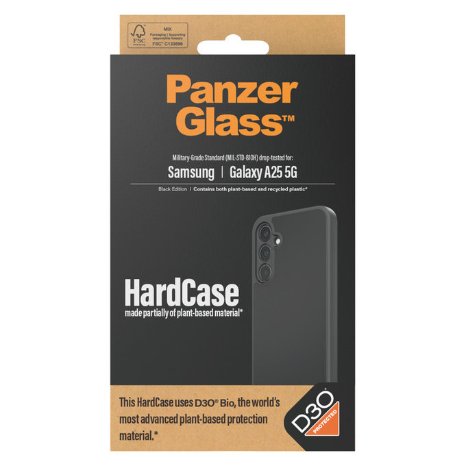 Hülle HardCase D3O für Samsung Galaxy A25 5G, Schwarz, PanzerGlass