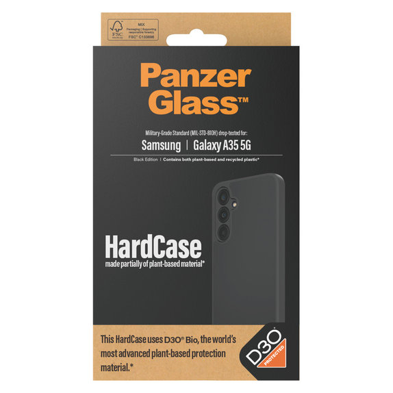 Hülle HardCase D3O für Samsung Galaxy A35 5G, Schwarz, PanzerGlass