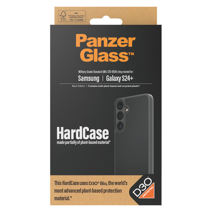 Hülle HardCase D3O für Samsung Galaxy S24+, Schwarz, PanzerGlass