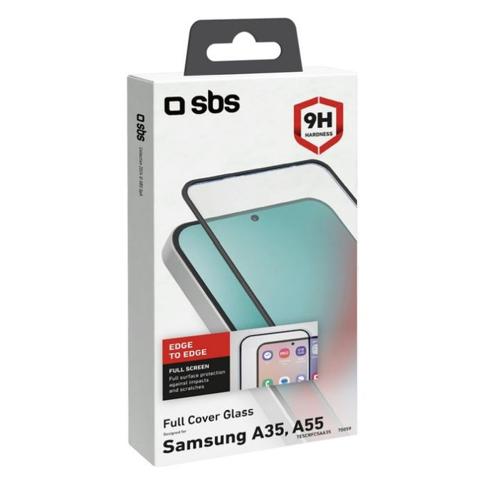 SBS - Gehärtetes Glas Full Cover für Samsung Galaxy A35 a A55 5G, schwarz