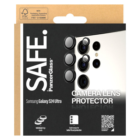 Kameraobjektivschutz für Samsung Galaxy S24 Ultra, Schwarz, SAFE by PanzerGlass