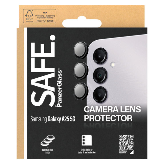 Kameraobjektivschutz für Samsung Galaxy A25 5G, Schwarz, SAFE by PanzerGlass