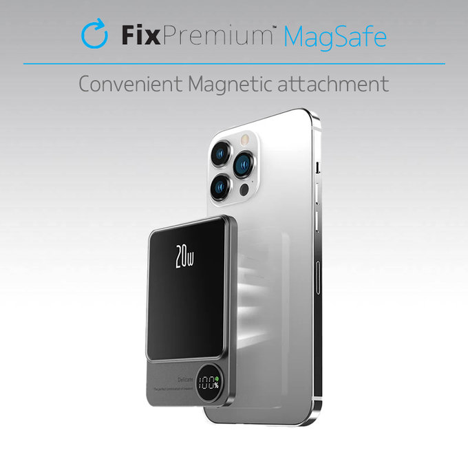FixPremium - MagSafe PowerBank mit LCD 5000mAh, lila