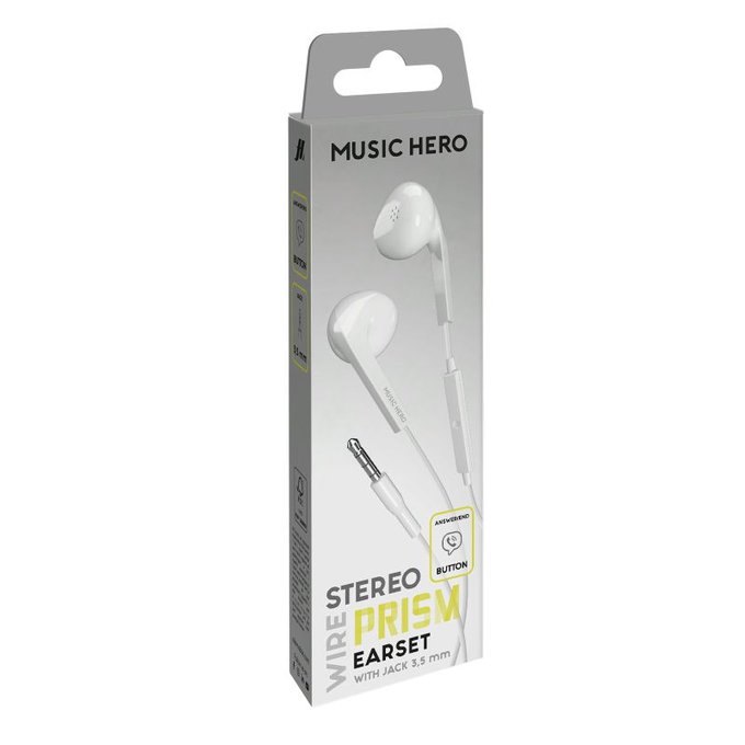 Music Hero - Kopfhörer PRISM, 3.5mm jack, weiß