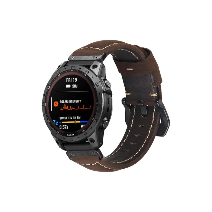 FixPremium - Lederarmband für Garmin (QuickFit 26mm), braun