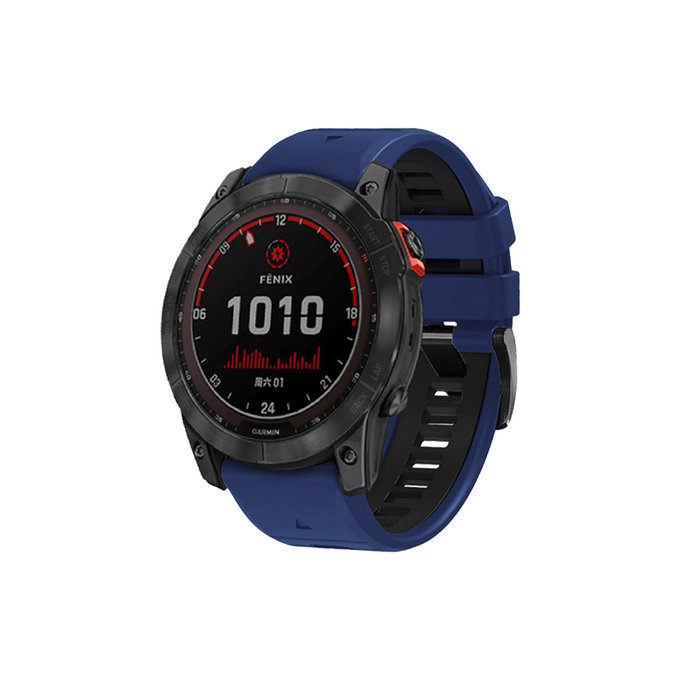 FixPremium - Zweifarbiges Silikonarmband für Garmin (QuickFit 22mm), blau