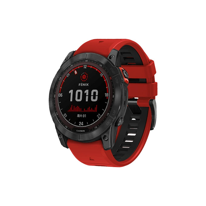 FixPremium - Zweifarbiges Silikonarmband für Garmin (QuickFit 22mm), rot