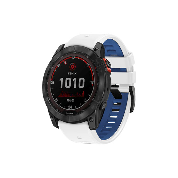 FixPremium - Zweifarbiges Silikonarmband für Garmin (QuickFit 22mm), weiß