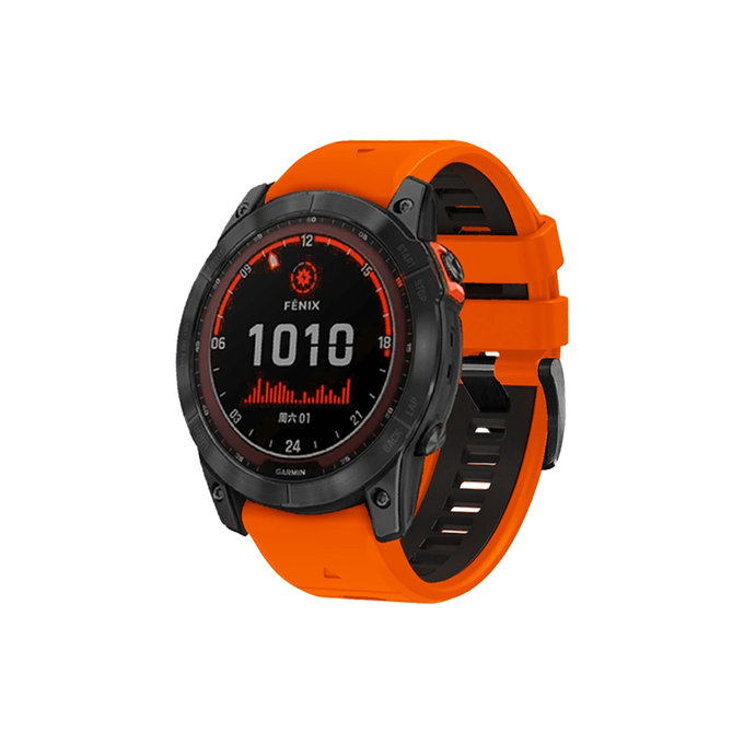 FixPremium - Zweifarbiges Silikonarmband für Garmin (QuickFit 26mm), orange