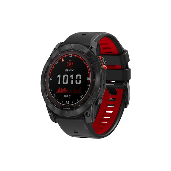FixPremium - Zweifarbiges Silikonarmband für Garmin (QuickFit 22mm), schwarz