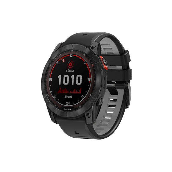 FixPremium - Zweifarbiges Silikonarmband für Garmin (QuickFit 22mm), schwarz