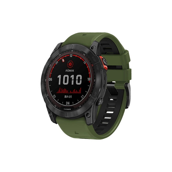 FixPremium - Zweifarbiges Silikonarmband für Garmin (QuickFit 22mm), dunkelgrün