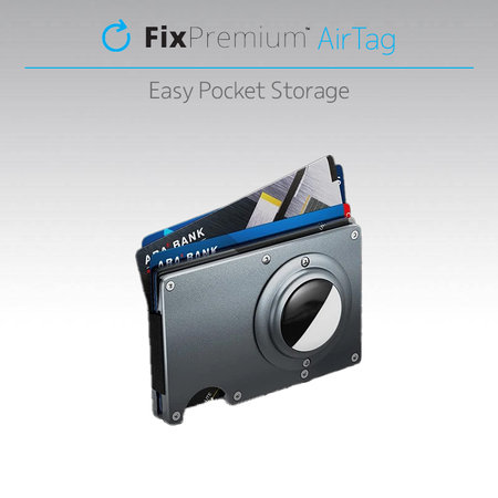 FixPremium - AirTag Carbon Geldbörse mit Gurt, blau