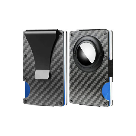 FixPremium - AirTag Carbon Geldbörse mit Clip, schwarz