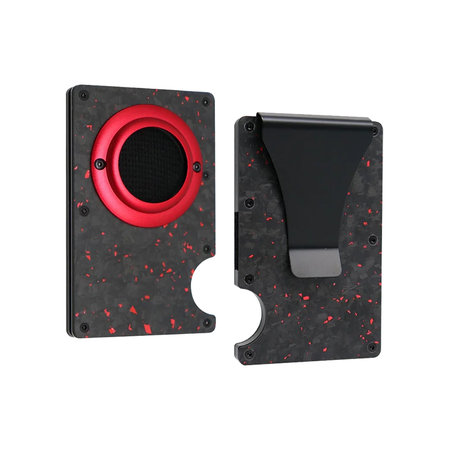 FixPremium - AirTag Carbon Geldbörse mit Clip, rot