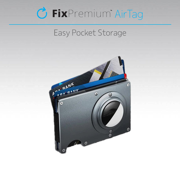 FixPremium - AirTag Carbon Geldbörse mit Clip, blau