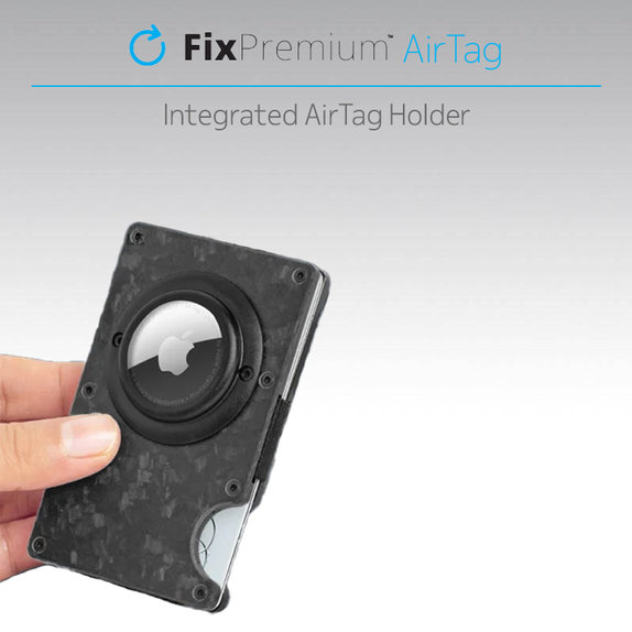 FixPremium - AirTag Carbon Geldbörse mit Clip, blau