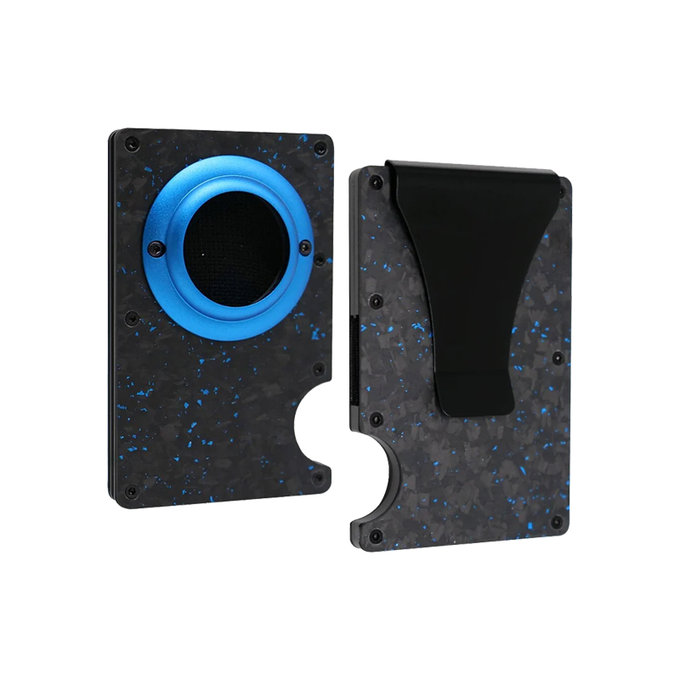 FixPremium - AirTag Carbon Geldbörse mit Clip, blau