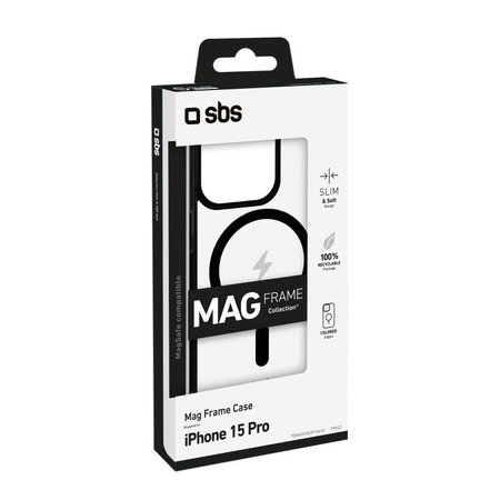 SBS - Mag Frame Case kompatibel mit MagSafe für iPhone 15 Pro, Schwarz