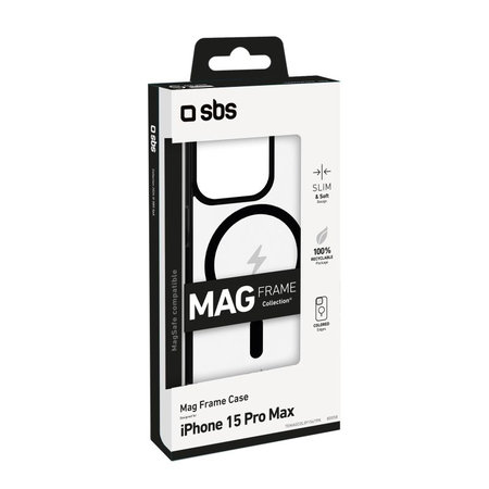 SBS - Mag Frame Case kompatibel mit MagSafe für iPhone 15 Pro Max, Schwarz