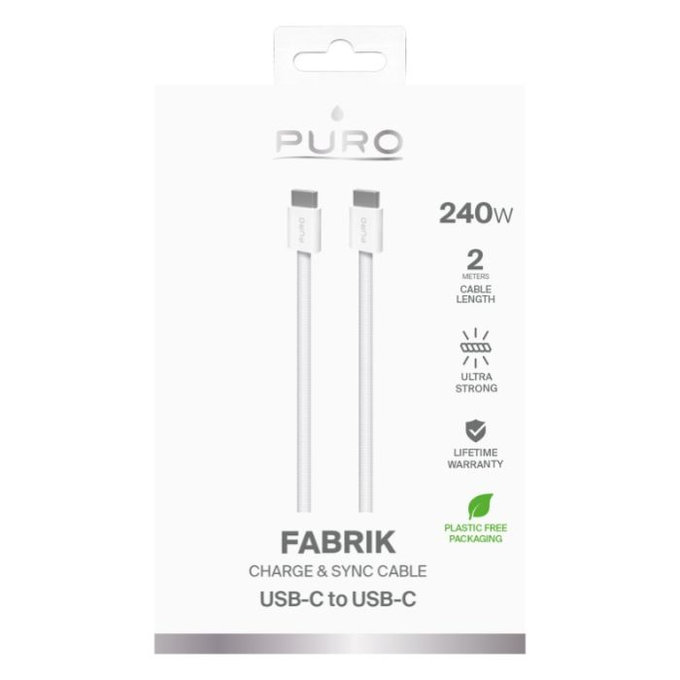 PURO - USB-C Kabel / USB-C, 240W, Fabrik FABK4, 2 m, weiss