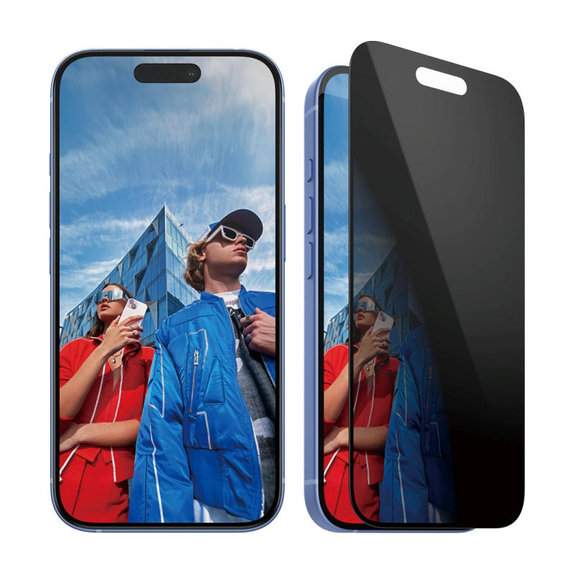 UWF Privacy Panzerglas mit Applikator für iPhone 16/15, Schwarz, PanzerGlass