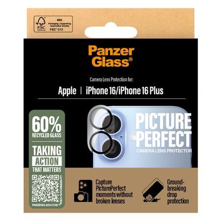 PanzerGlass - Schutzabdeckung für das Kameraobjektiv PicturePerfect Für iPhone 16 und 16 Plus, transparent