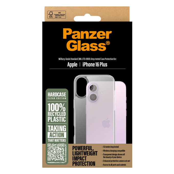 PanzerGlass - Hülle HardCase Für iPhone 16 Plus, transparent