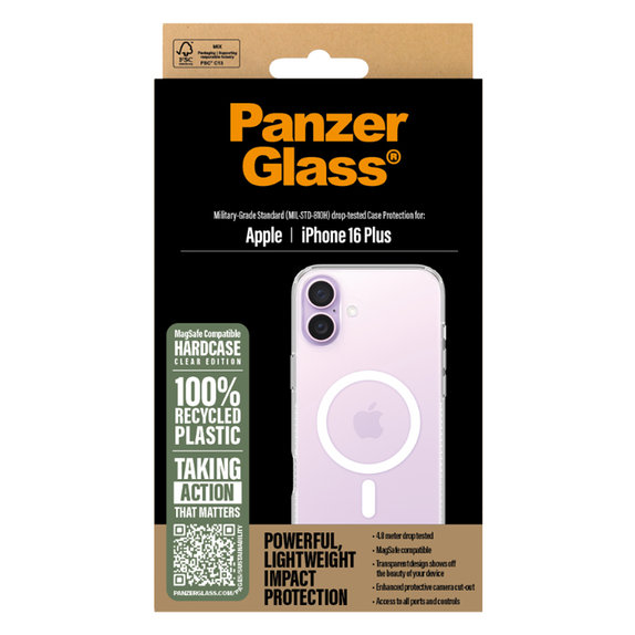 PanzerGlass - Hülle HardCase mit MagSafe Für iPhone 16 Plus, transparent