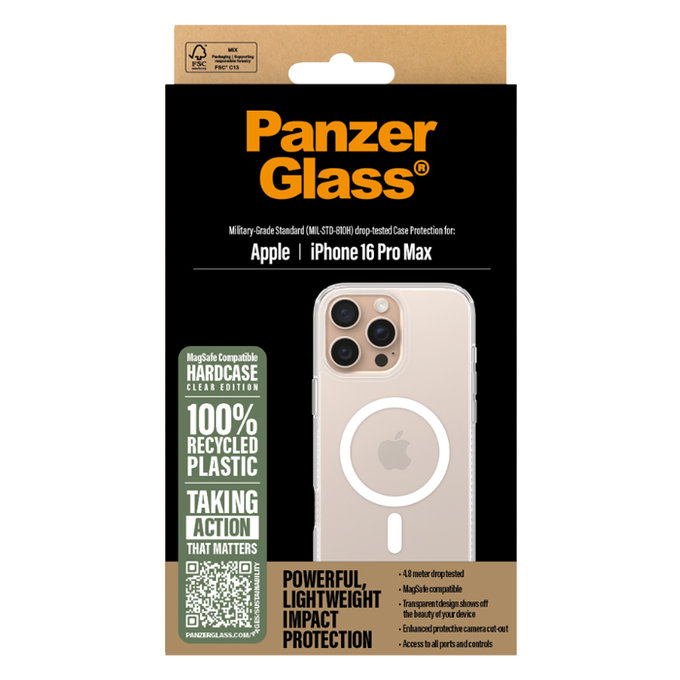 PanzerGlass - Hülle HardCase mit MagSafe Für iPhone 16 Max Pro, transparent