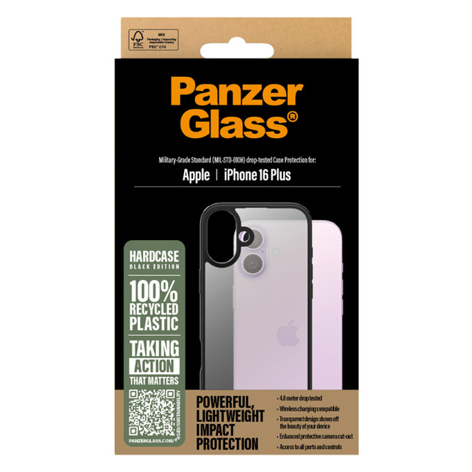 PanzerGlass - Hülle HardCase Für iPhone 16 Plus, schwarz