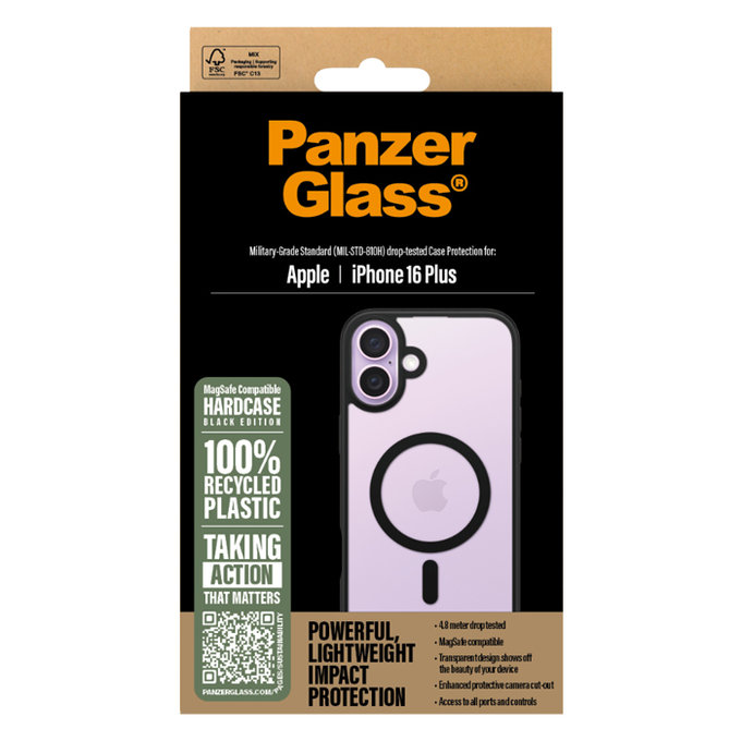 PanzerGlass - Hülle HardCase mit MagSafe Für iPhone 16 Plus, schwarz