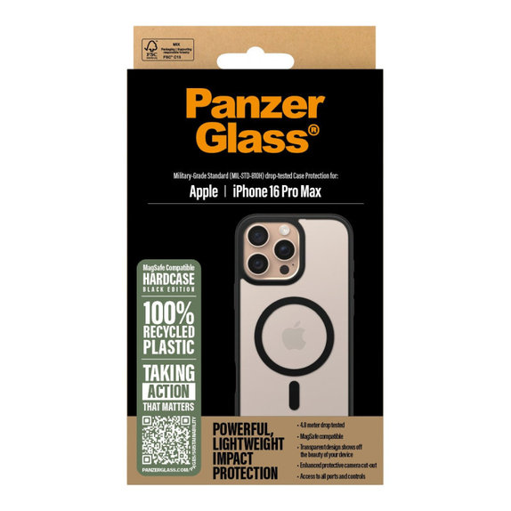 Hülle HardCase mit MagSafe für iPhone 16 Pro Max, schwarz, PanzerGlass
