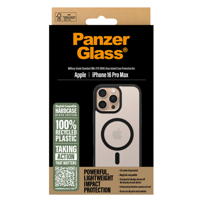 PanzerGlass - Hülle HardCase mit MagSafe Für iPhone 16 Pro Max, schwarz