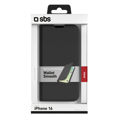 SBS - Hülle Book Wallet Smooth Für iPhone 16, schwarz