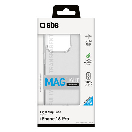 SBS - Hülle Light Mag mit MagSafe Für iPhone 16 Pro, transparent