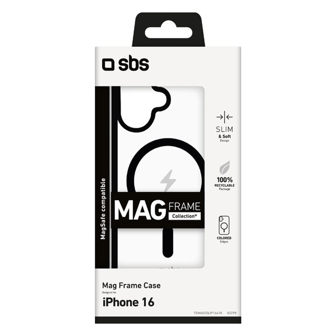 SBS - Hülle Mag Frame mit MagSafe Für iPhone 16, schwarz