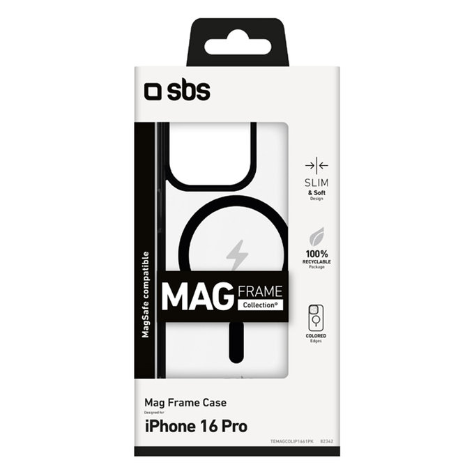 SBS - Hülle Mag Frame mit MagSafe Für iPhone 16 Pro, schwarz