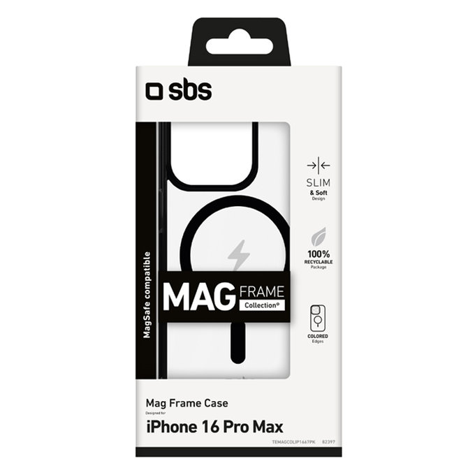 SBS - Hülle Mag Frame mit MagSafe Für iPhone 16 Pro Max, schwarz