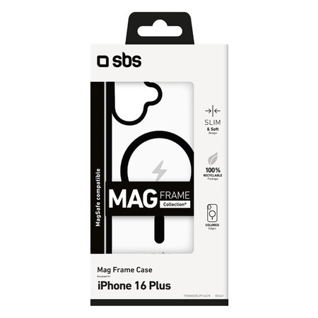 SBS - Hülle Mag Frame mit MagSafe Für iPhone 16 Plus, schwarz